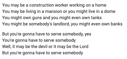 There is no hierarchy implied in “people leverage” -- we are all someone else’s Leverage.As Bob Dylan says, ya "Gotta Serve Somebody:"