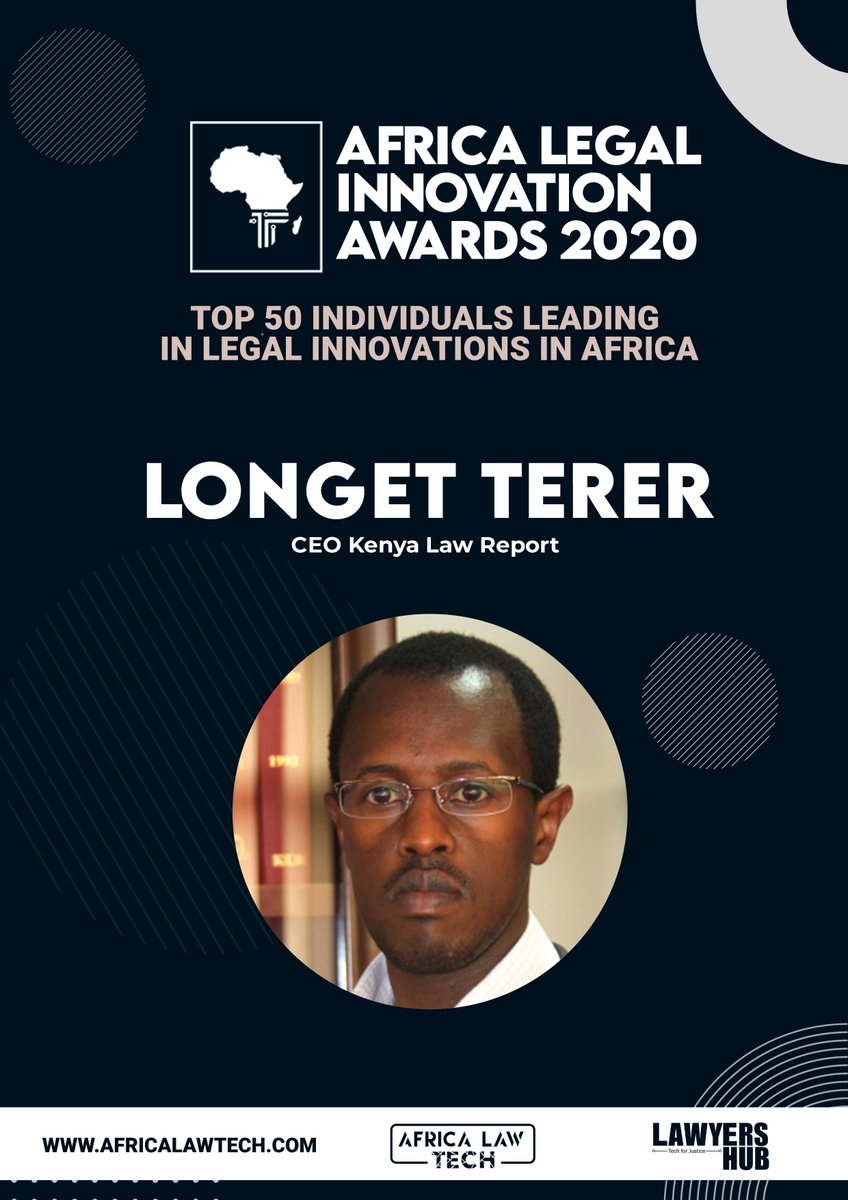  TOP 50 IN LEGAL INNOVATION IN AFRICA Longet Terer -  @MyKenyaLaw  #AfricaLawTech