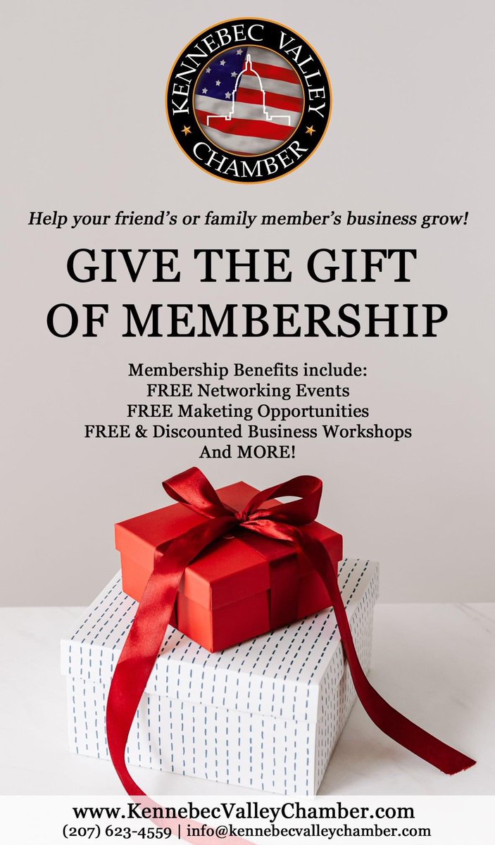 KennebecChamber's tweet photo. Help your friend's or family member's business grow with the gift of a Kennebec Valley Chamber Membership! Learn more here: https://t.co/wMvfWAMj4z https://t.co/tLtqc1PPt7