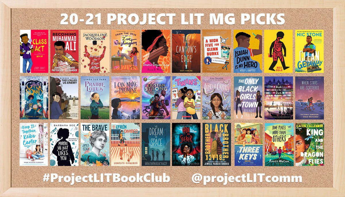 ProjectLITComm's tweet photo. Here are all of our 20-21 #ProjectLITBookClub MG picks! https://t.co/dczRjuDcWI