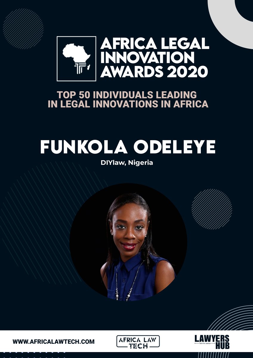  TOP 50 IN LEGAL INNOVATION IN AFRICA Funkola Odeleye -  @DIYlawNG  #AfricaLawTech