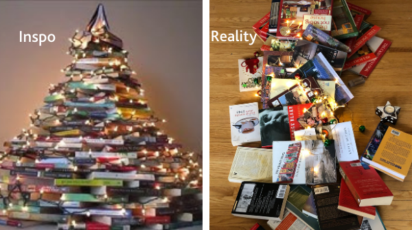 brock_library's tweet photo. Inspiration and Reality, #BookTree edition. #CraftFail However, I will persist! Check back this afternoon to see if I actually got it built. You can watch the book tree video at https://t.co/Gkv4fKlu1s https://t.co/e9YgGQR4Qr