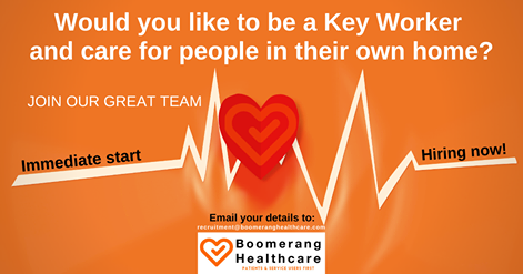 We are recruiting! We are looking for support workers in Gateshead, Blaydon, Ryton, Birtley, Whickham, Team Valley and Winlaton areas. Head to boomeranghealthcare.com/recruitment or facebook.com/boomeranghealt… to apply!

Could you wear our heart on your sleeve? 🧡