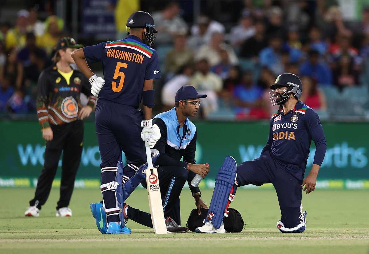 cricbuzz's tweet image. JUST IN: BCCI confirm Ravindra Jadeja has been ruled out of the T20I series. Shardul Thakur has been added to the squad #AUSvIND