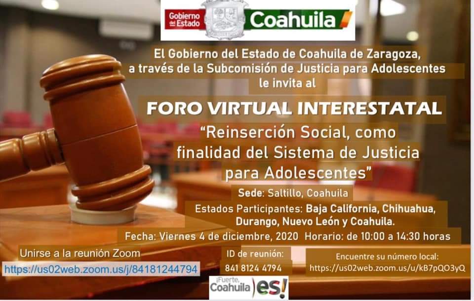 SubComisionDgo's tweet photo. Presente esta SubComisión, a través de la persona del Dr. Alejandro Ramón, Magistrado Presidente del @TMI_DGO en el "Foro Interestatal, Reinserción Social, como Finalidad del Sistema de Justicia para Adolescentes." #Durango #BajaCalifornia #Chihuahua #NuevoLeón #Coahuila https://t.co/LvYmuYOYIQ