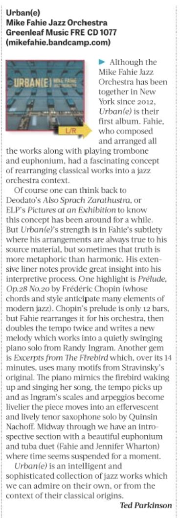 Thanks to Ted Parkinson at Whole Note for this wonderful review of Urban(e)!