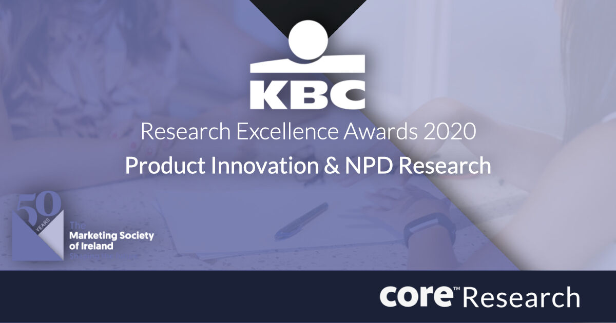 We are thrilled that we have received a second award for our work with KBC Bank Ireland in helping them develop new products and services for their customers. Thank you to <a href="/Mktsociety/">The Marketing Society of Ireland</a> for hosting this year's ceremony.