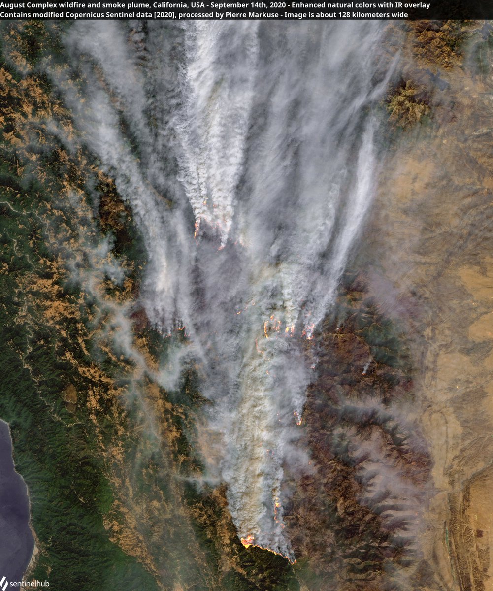 Satellite image of the August complex wildfires. Copernicus/Pierre Markuse