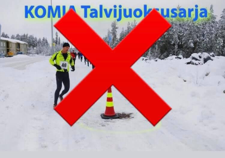 Huomisen KOMIA Talvijuoksusarja 2/5 peruttu pahentuneen korona-tilanteen vuoksi ja siirtyy huhtikuulle.