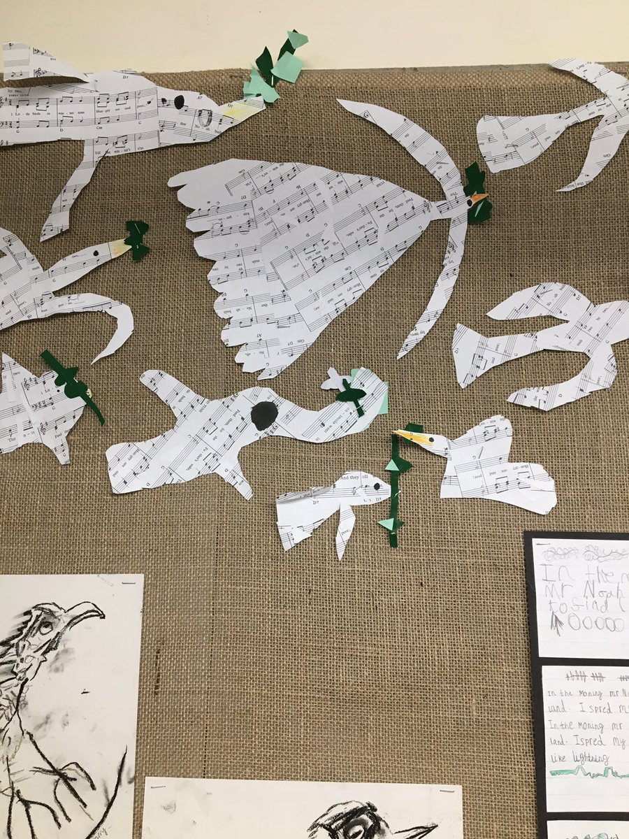 jenny_carolan's tweet photo. Nearly at the end of a much loved text based topic #MrsNoahsPockets The Raven was sent to look for land but found none. The dove returned with a sprig of green olive. @mrjamesmayhew @JackieMorrisArt @mrs_darl https://t.co/OU4h0s82WM