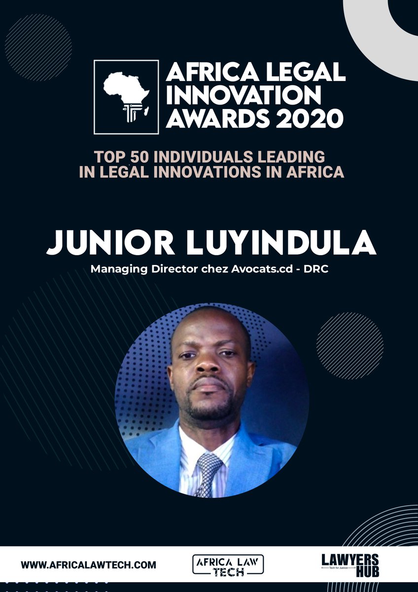 TOP 50 IN LEGAL INNOVATION IN AFRICA Junior Luyindula -  http://Advocats.CD&nbsp;  #AfricaLawTech