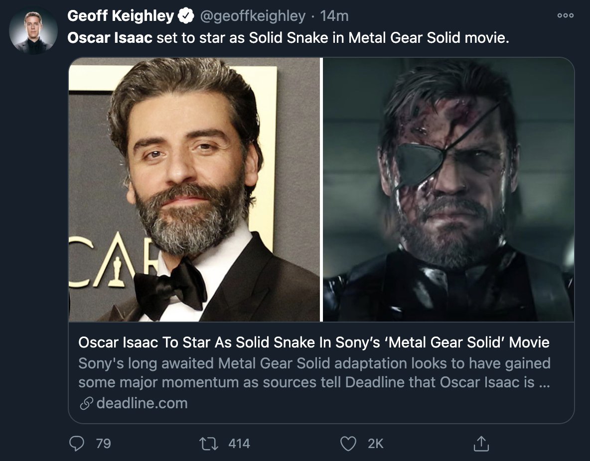 Oscar Isaac To Star As Solid Snake In Sony's 'Metal Gear Solid' Movie –  Deadline