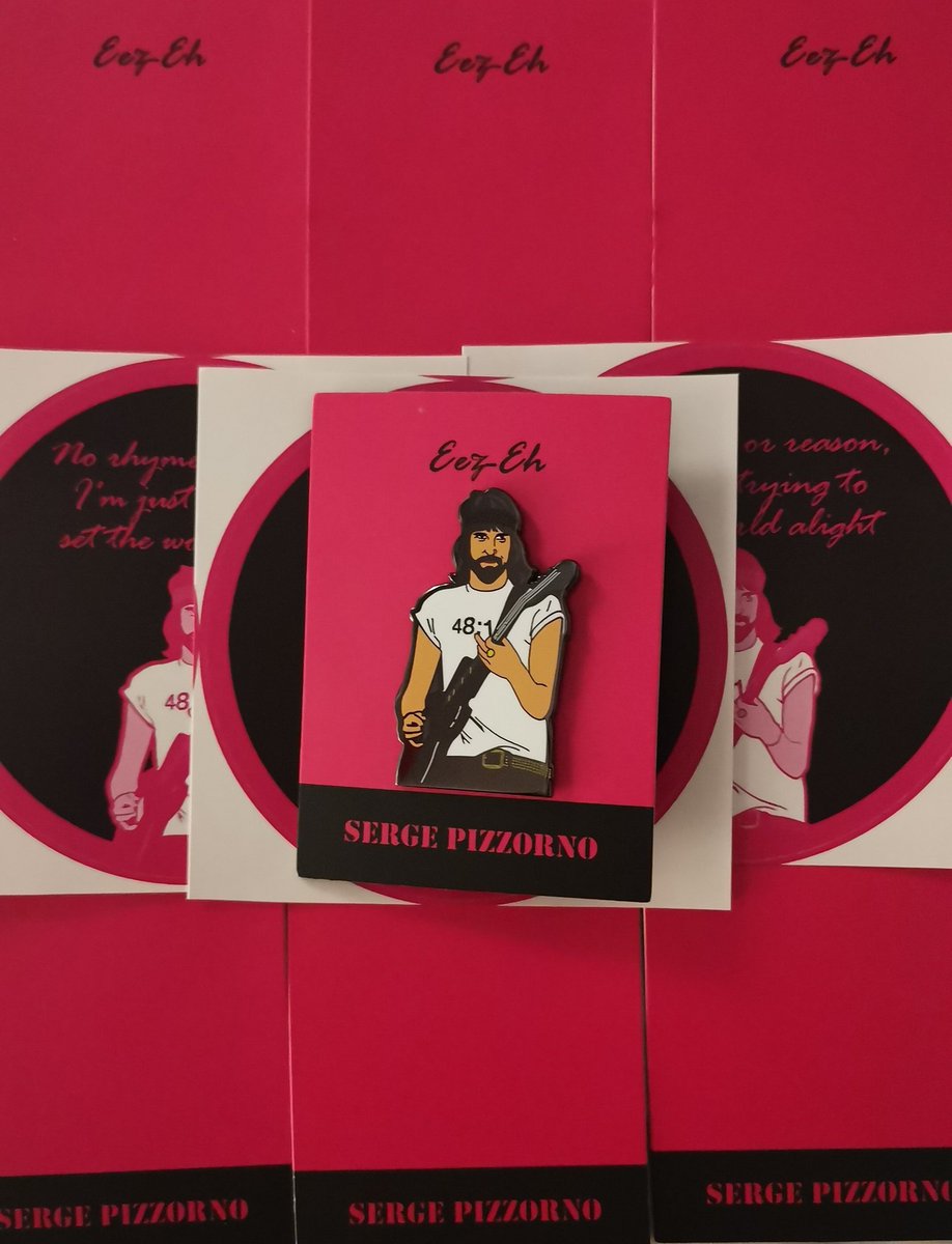 PinIcons's tweet photo. Our Eez-Eh badge is now in stock and on sale at https://t.co/vYeFGDRw3q 😎💗🖤🎸

RTs appreciated 😊

#Kasabian #PinBadge #PinIcons #SergePizzorno https://t.co/J89J8Du6kF