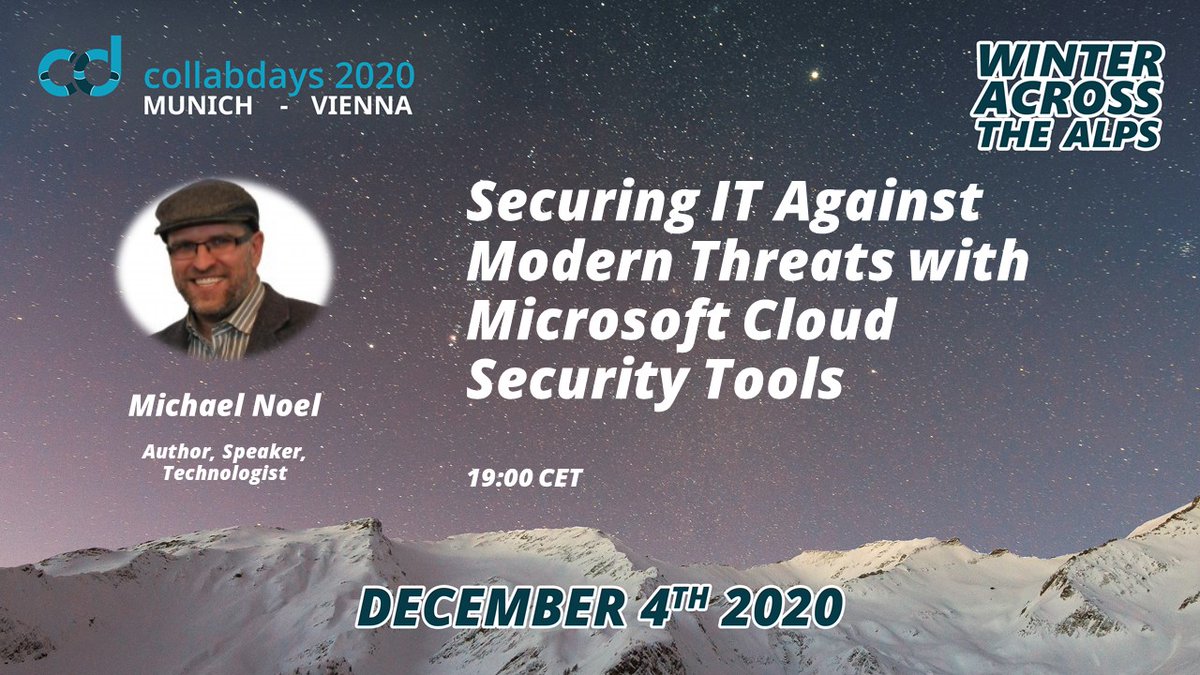 Securing IT against modern threats is an ongoing battle and #microsoft has native tools to get the job done. Join <a href="/michaeltnoel/">Michael Noel</a> at 19:00 for a breakdown of those tools to help you better protect your IT investments.
#CollabdaysMUCVIE @collabdaysmuc #microsoft