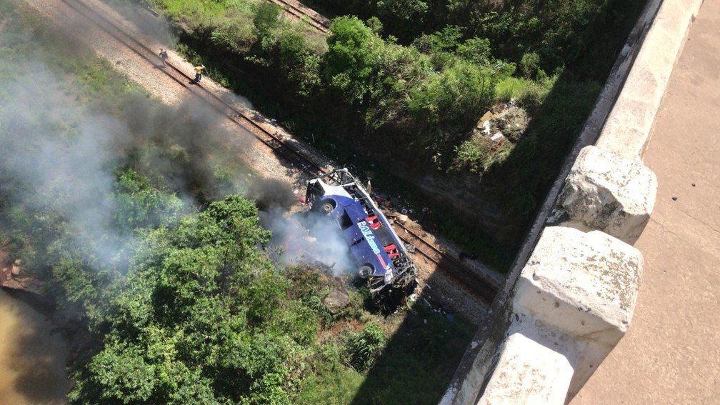 #URGENTE - Ônibus cai de viaduto em João Monlevade, Minas Gerais; segundo os bombeiros, o veículo caiu de uma altura aproximada de 15 metros glo.bo/33KBFWH #G1