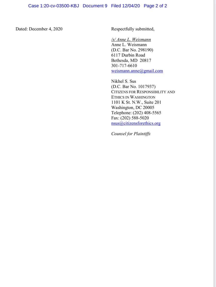 Unclear how this will play out but the concern is growing that this administration will destroy records. In vulgar contravention of various Federal Records laws. So there’s that fun nugget of i fucking told you so https://twitter.com/File411/status/1326220159590297602?s=20