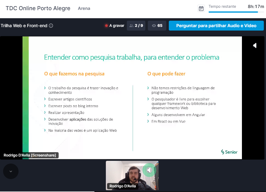 schunkane's tweet photo. O último dia 😢 Nem terminou e já estou com saudades #TheDevConf #trilhaWebFrontend https://t.co/Mzfa5mZviN