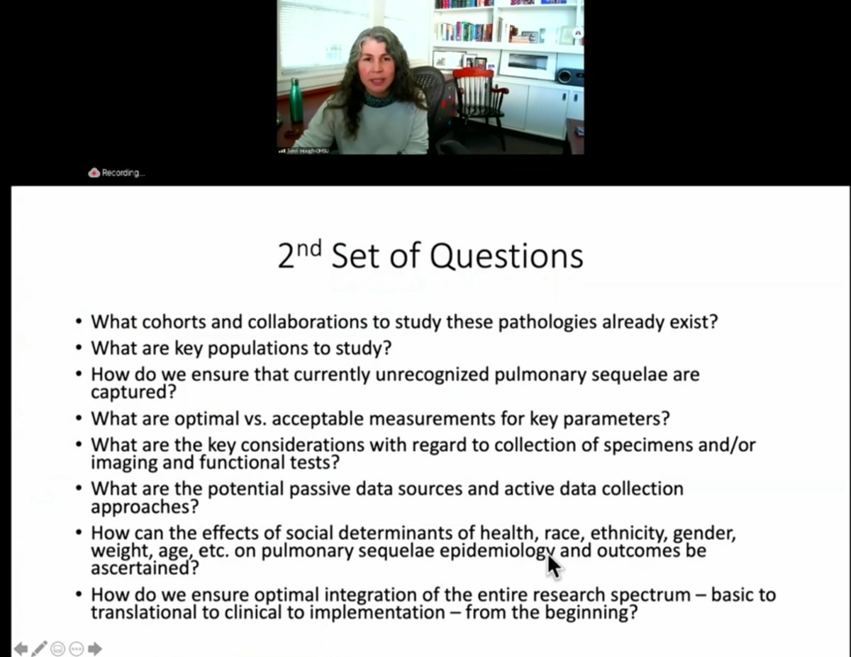 Dr. Hough OHSU on pulmonary breakout:- representation from nursing, rehab scientists, basic scientists, emergency med docs, inpatient and outpatient and more- important questions to ask: