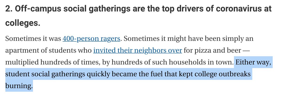 3/ Lesson 2: It’s the off-campus parties or gatherings that often spread coronavirus on campus.