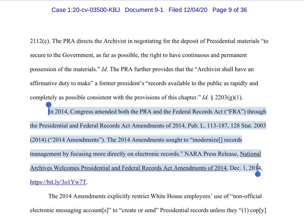 “This is part of a larger pattern of the President and the White House ignoring, if not flouting, their obligation to create and preserve records memorializing official actions and decisions”