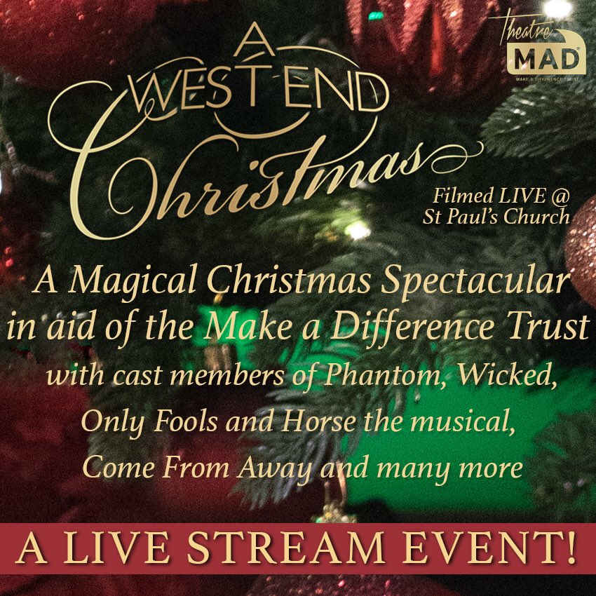MADTrust's tweet photo. Great to hear that @PhantomOpera is set to return in June, they’ve been great supporters of MAD and we were thrilled they could join us to film A West End Christmas. 6 live stream performances start Dec 10. Tickets from https://t.co/jtGqeJSpIm
📷@PBGSTUDIOS_gaz #phantomoftheopera https://t.co/XSkIZLVttq