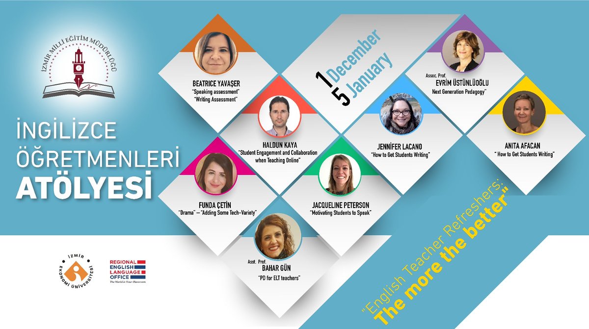 İngilizce öğretmenleri atölyesi kapsamında "English Teacher Refreshers: The more the better"  eğitimleri devam ediyor. İzmir Ekonomi Üniversitesi'nden Dr. Öğr. Üyesi Bahar Gün ve Doç. Dr. Evrim Üstünlüoğlu, öğretmenlerimiz ile bir araya geldi.

<a href="/ziyaselcuk/">Ziya Selçuk</a> <a href="/yskosger/">Yavuz Selim KÖŞGER</a> <a href="/yahsiomer/">Dr. Ömer YAHŞİ</a>