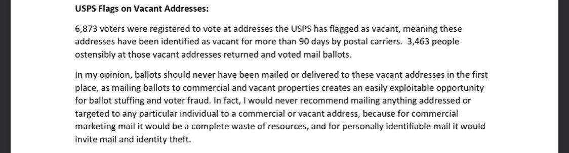 Almost 7k voters registered to addresses flagged by USPS as Vacant for 90+ days.