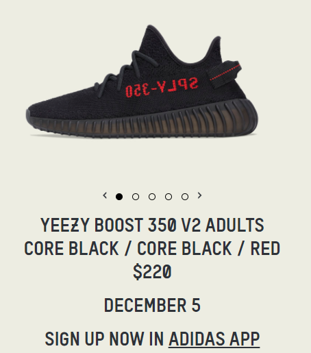 SecureTheHype's tweet photo. The Yeezy 350 V2 "Bred" first released in February 2017.

Tomorrow 12/5 the Breds will be restocking on many sites. This has to be one of the most popular Yeezy 350 V2 models.

Make sure you are signed up on the Adidas App raffle for a chance to win. More links posted later 🔥 https://t.co/SmwbeOBsOA