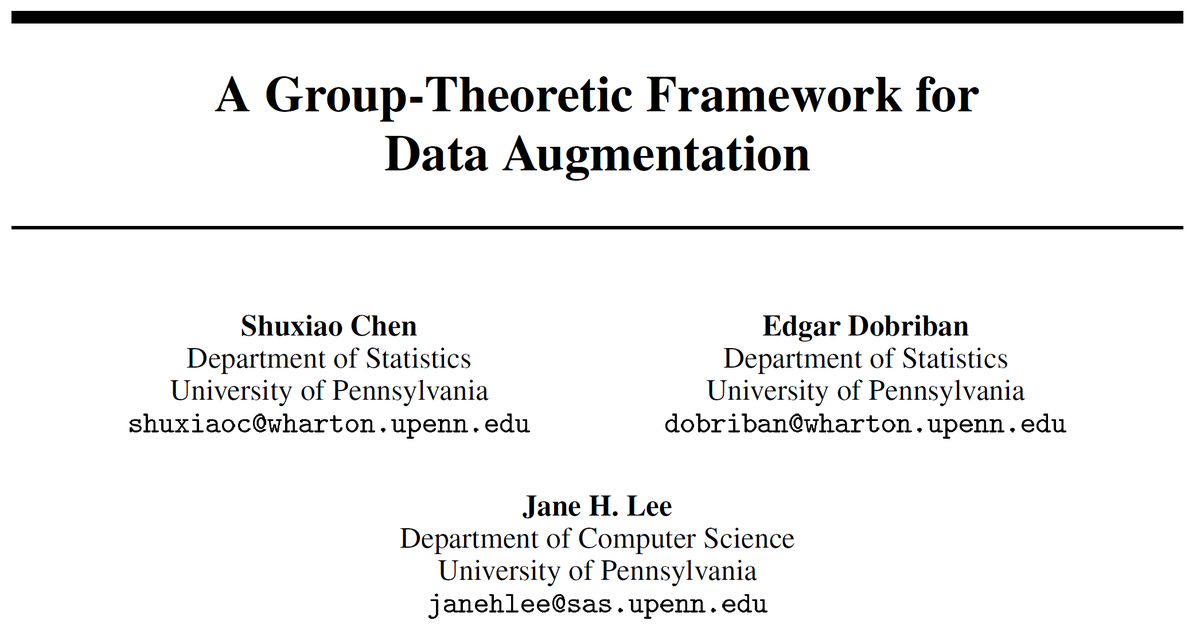 EdgarDobriban's tweet photo. Excited to discuss our #NeurIPS2020 oral presentation on data augmentation! Want to know why data augmentation helps improve performance of #ml methods? See work at https://t.co/CVJYf4csmf, and pls share! 1/ https://t.co/UikZhUMZYz