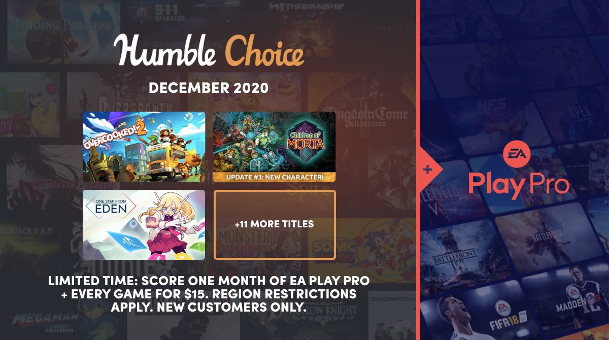 Vous n'êtes pas encore client de Humble Choice ? Profitez ce mois-ci des jeux Choice à 25 % de réduction pour les membres Premium, avec un mois d'abonnement à EA Play Pro inclus ! Ne manquez pas cette offre – elle ne dure que la semaine prochaine ! 
ow.ly/gcPK50CD23z