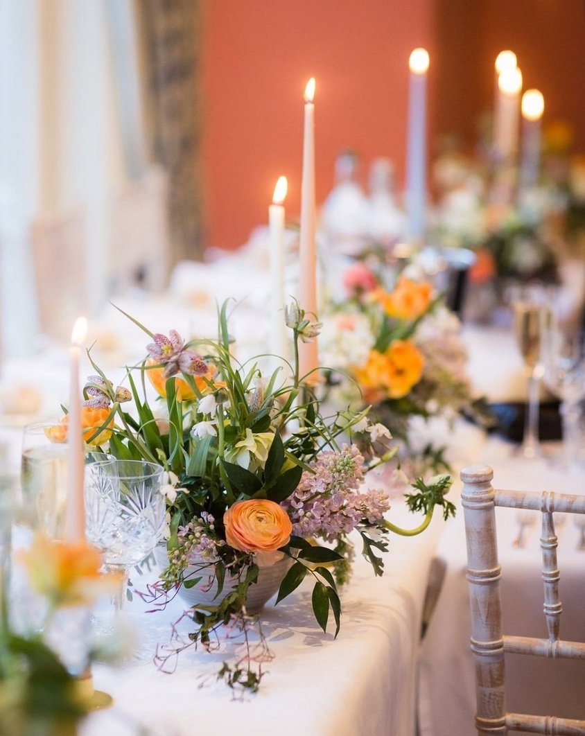 Beautiful setting + tabletop details from Anniek and Edward's wedding day at <a href="/wintoncastle/">Winton Castle</a>!