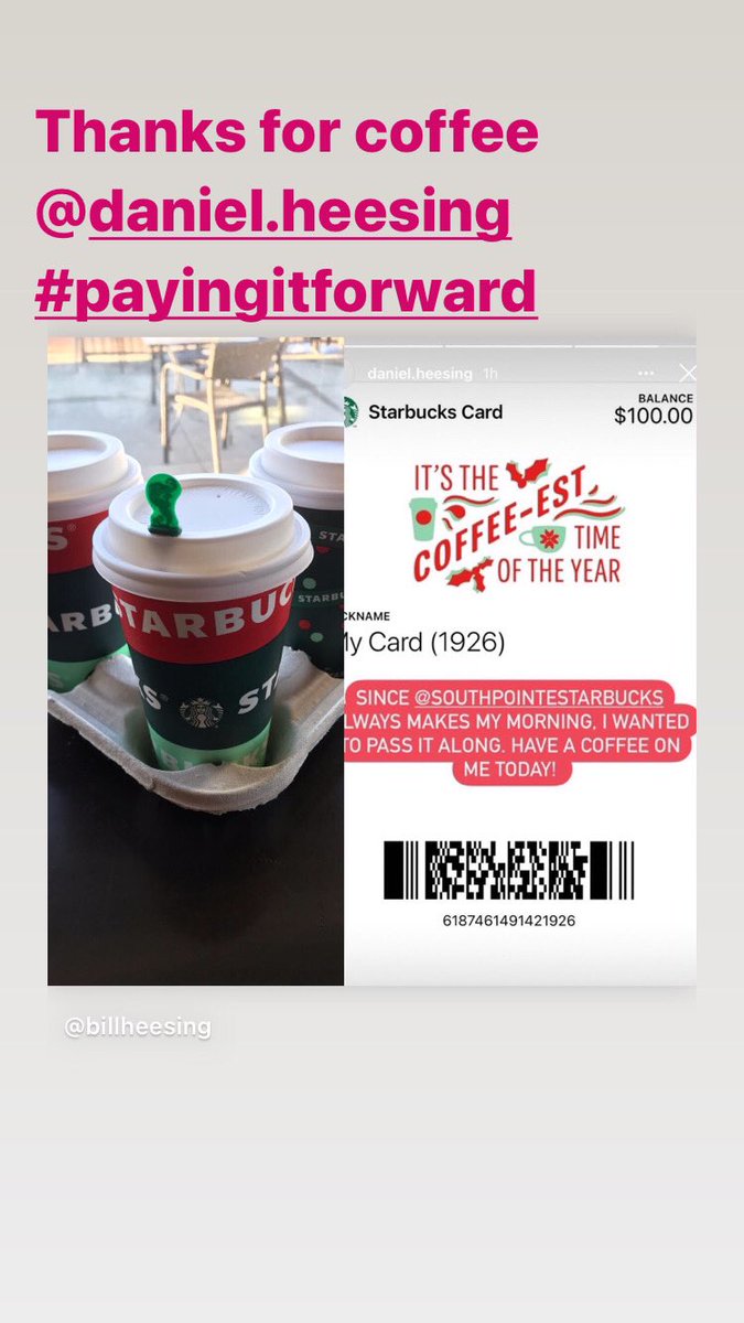 Thanks for the morning coffee 👍 <a href="/DanielHeesing/">Daniel</a>  #payingitforward Great idea taking care of the neighborhood 🎄#fortsask #starbucks #coffetime☕️ <a href="/StarbucksCanada/">Starbucks Canada</a>