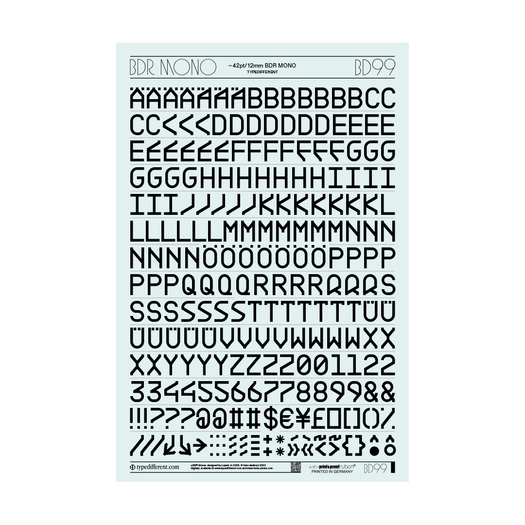 BuroDestruct's tweet photo. RRREEEAAADDDYYY for production: Limited set of BD Typedifferent #fonts #letraset.
.#rubon #typeface #typography #burodestruct #typedifferent https://t.co/PrWHEtF2lj