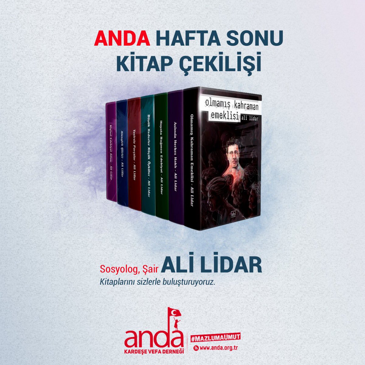 andadernegi's tweet image. Evlerimizde kaldığımız bu dönemde. 3 kişiye Ali Lidar imzalı kitap seti hediye ediyoruz.

Yapmanız gereken sayfamızı takip edip bu postu Retweetlemek ve beğenmek.

Salı günü İnstagram hesabımızdan Ali Lidarla canlı yayınımızda hem muhabbet edeceğiz hemde kazananları açıklayacağız