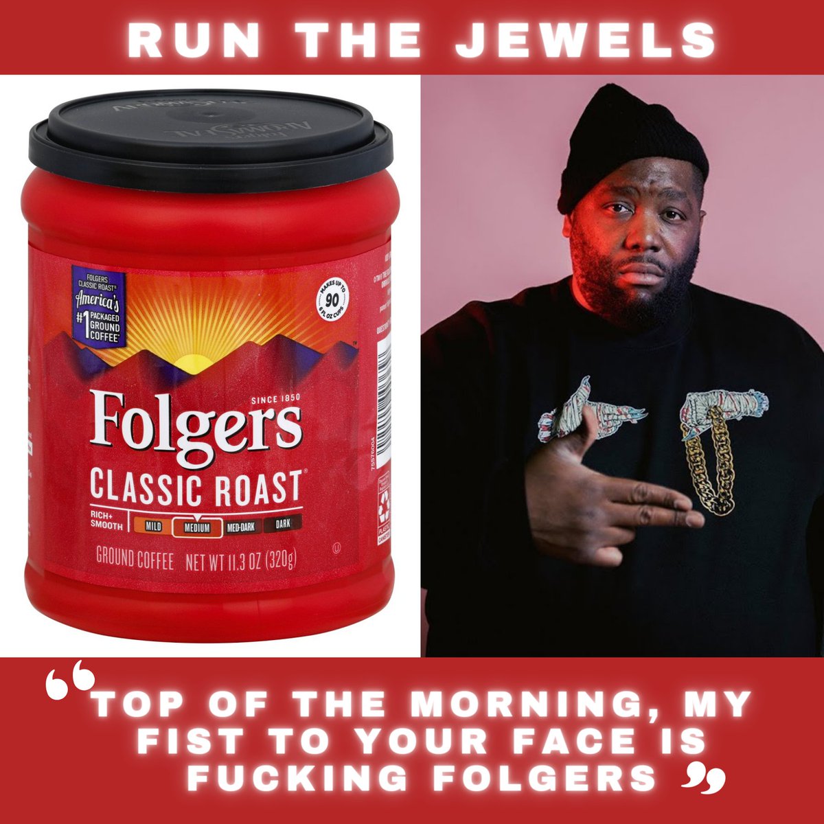 TheLyricBoys's tweet photo. 👊☕️ Like this post if getting decked in the face by @KillerMike is the best part of waking up. 

Then listen to us break down 10 legendary Run The Jewels lyrics on our comedy podcast: https://t.co/nmNHpF89Kq

Or watch it on YouTube: https://t.co/us8i2WmZSS

#RTJ #RunTheJewels https://t.co/ac7QIbZkAc