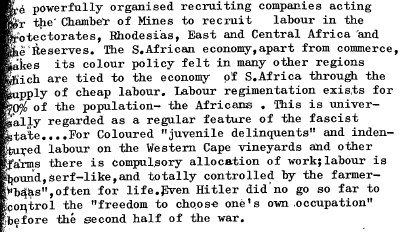Hosea Jaffe on the centrality of the reserve system and internal controls on the free mobility of labor to South African capitalism (Pyramid of Nations, 1980).