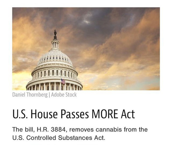 edenlabs's tweet photo. The MORE Act Passes the House. Descheduling and decriminalizing cannabis and will create a "Criminal Justice Office," which will provide job training and reentry services; and legal aid, including for the "expungement of cannabis convictions."

.https://t.co/bzcCa5Ke35 https://t.co/E1AGDG6Bbv