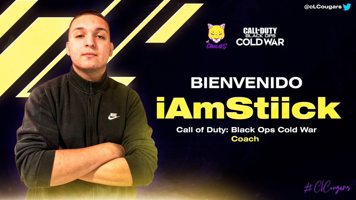 Le damos la bienvenida al Coach iAmStiick de las dos divisiones de call of duty cold war, ya comenzando con la preparacion de nuestros players para futuros torneos y ligas que iremos a representar lo mejor posible.

Vamos con todo Cougars👏

#GoCougars
#cougars4ever