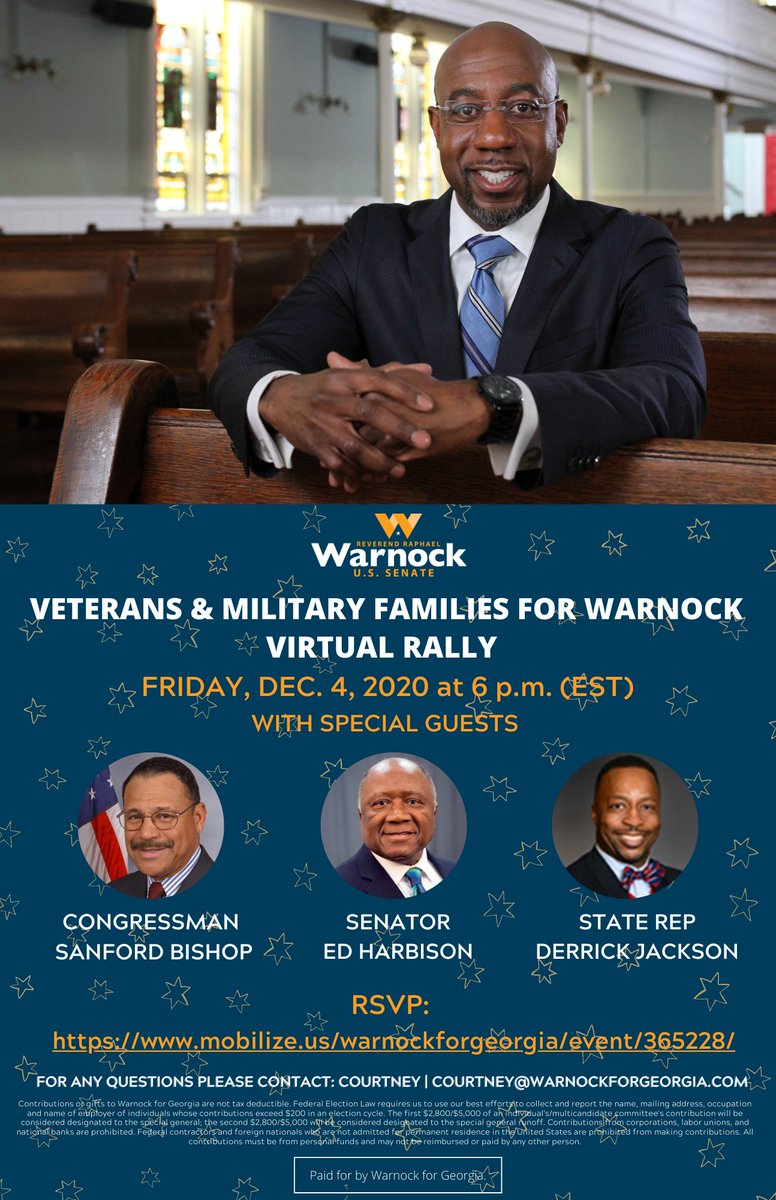DNCVetsMilFams's tweet photo. Join Veterans and Military Families for @ReverendWarnock today at 6pm ET Register Here: https://t.co/hzPjw1gnjx https://t.co/76G1WUKjB7