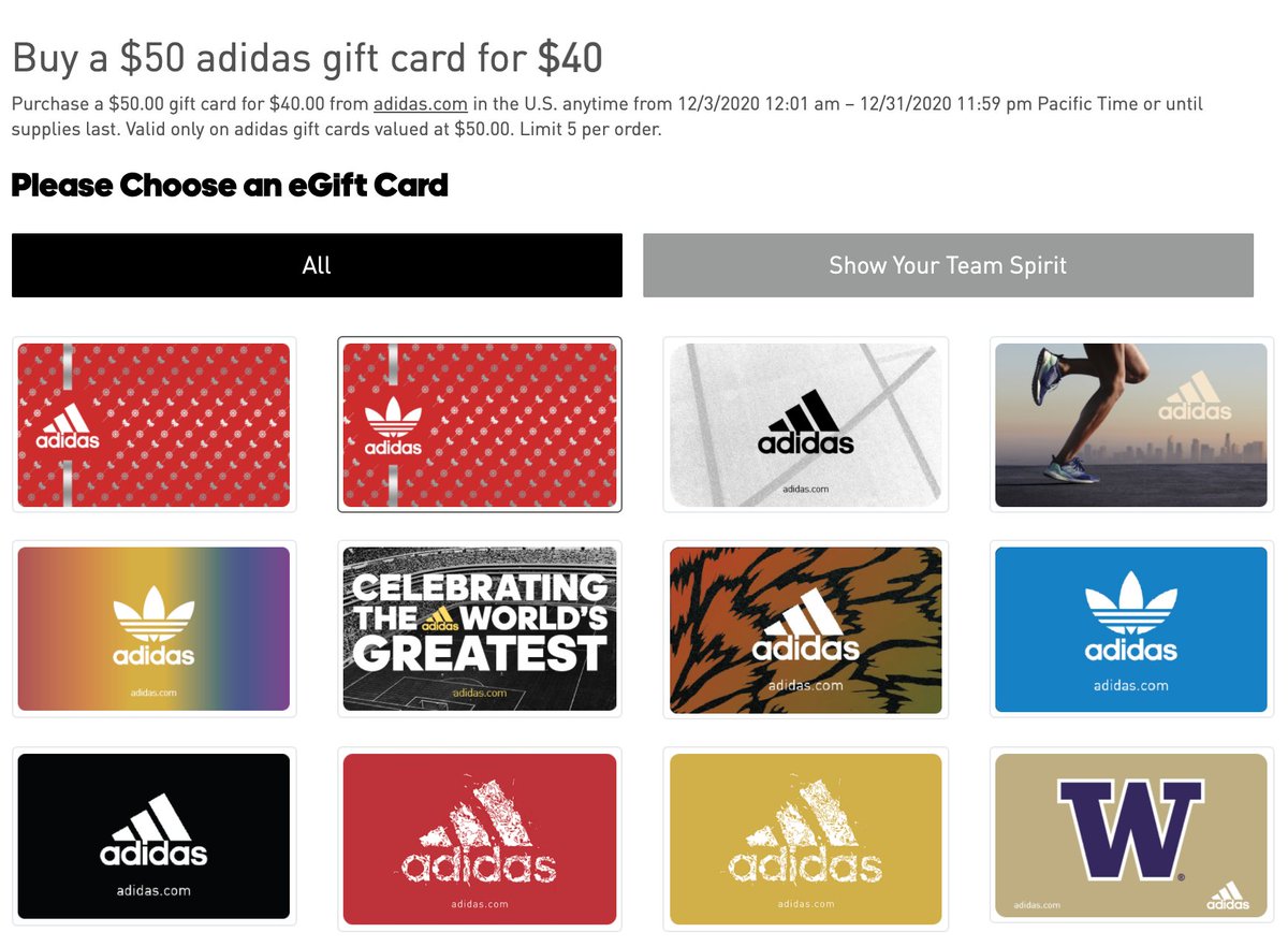 adidas gift card sale