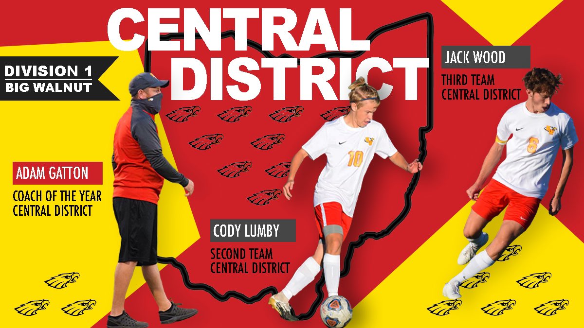 Congratulations to our three Div. 1 Central District recipients!🏅

▫️Cody Lumby - Second Team
▫️Jack Wood - Third Team 
▫️Adam Gatton - Coach of the Year

Our program is so honored and thankful to have a fall season. We thank you for your unwavering support!

#GoEagles