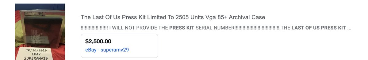 Here's a fun game. Go to Google Shopping and start typing in "[game name] press kit" and tell me what you find, this works for TV shows too. Go look at what exclusive goodies the press and influencers get and what they can sell it for later.