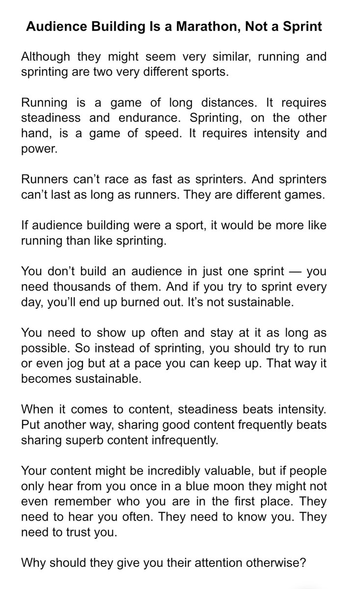 Building an audience is an endurance sport. It’s more like a marathon than like a sprint.Here’s my 18th atomic essay.12 more to go 