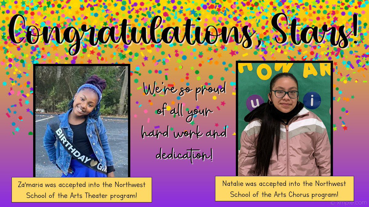 University Park Creative Arts (@upcastars) on Twitter photo We are so proud of you Za’Maria and Natalie! Congratulations on passing your audition for Northwest School of the Arts! You are both unique and meant to do great things! We cannot wait to see you all shine bright! #upcastars #Arts+Academics=Success <a href="/NWSArts/">NWSA Arts</a> <a href="/CharMeckSchools/">Charlotte-Mecklenburg Schools</a> We are so proud of you Za’Maria and Natalie! Congratulations on passing your audition for Northwest School of the Arts! You are both unique and meant to do great things! We cannot wait to see you all shine bright! #upcastars #Arts+Academics=Success <a href="/NWSArts/">NWSA Arts</a> <a href="/CharMeckSchools/">Charlotte-Mecklenburg Schools</a>