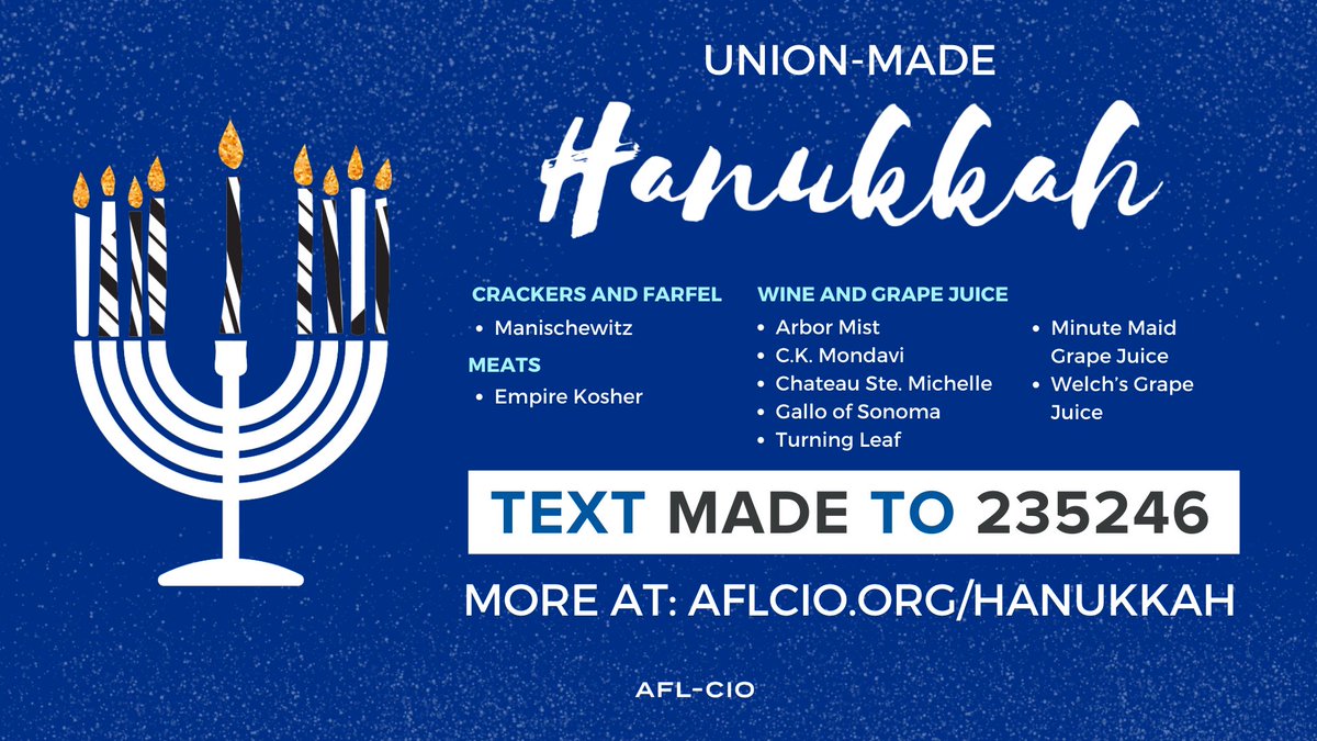 IATSE's tweet photo. Make Hanukkah extra special this year by 
shopping this complete list of union-made products. https://t.co/Yyui9HylSo