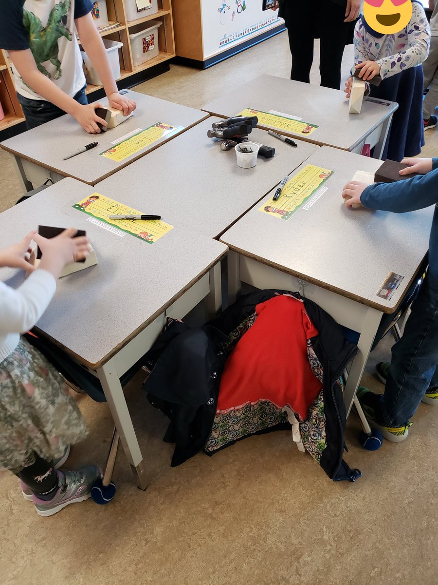 Have spent the last couple days in some pretty rad Kindergarten classes in our district . We completed a mini wood work build activity using Jann Bretts "The Hat" as a provocation. I love my job! #sd33learns #ADST #makered