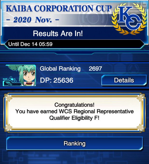 Belated results post. For the time invested in playing KC CUP Stage 2 I am very contempt with this result<a href="/tag/duellinks"class="tags"><span>#duellinks</span></a><a href="/tag/aichanbot"class="tags"><span>#aichanbot</span></a><a href="/tag/kccup"class="tags"><span>#kccup</span></a>