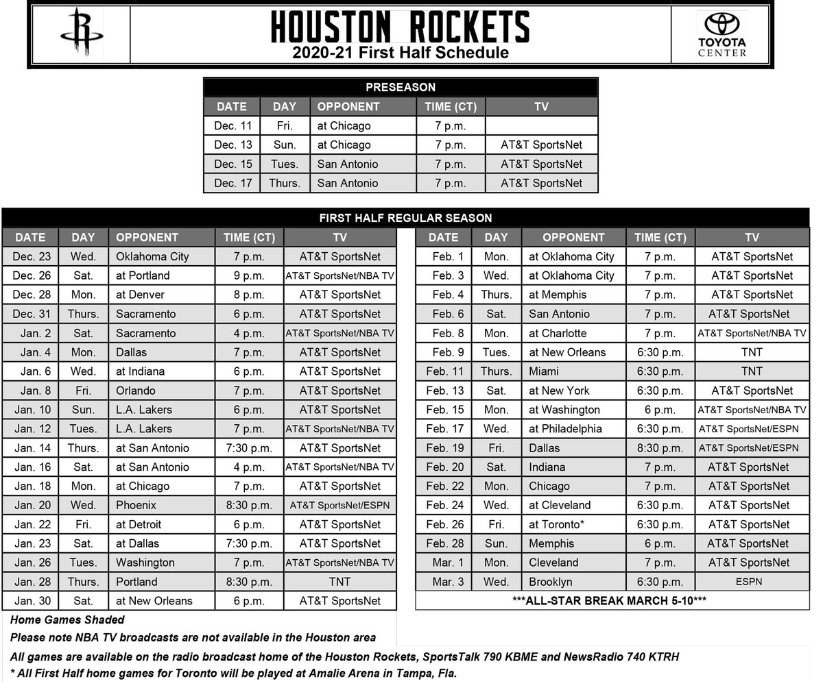 Houston Rockets 2022 Schedule Houston Rockets On Twitter: "Check Out Our Schedule For The First Half Of  The 2020-21 Nba Season! More Info 📰: Https://T.co/Xfttuyr9Td Printable  Schedule 🗓: Https://T.co/E0Ocoa9Gwa Https://T.co/Ibzpbvksez" / Twitter