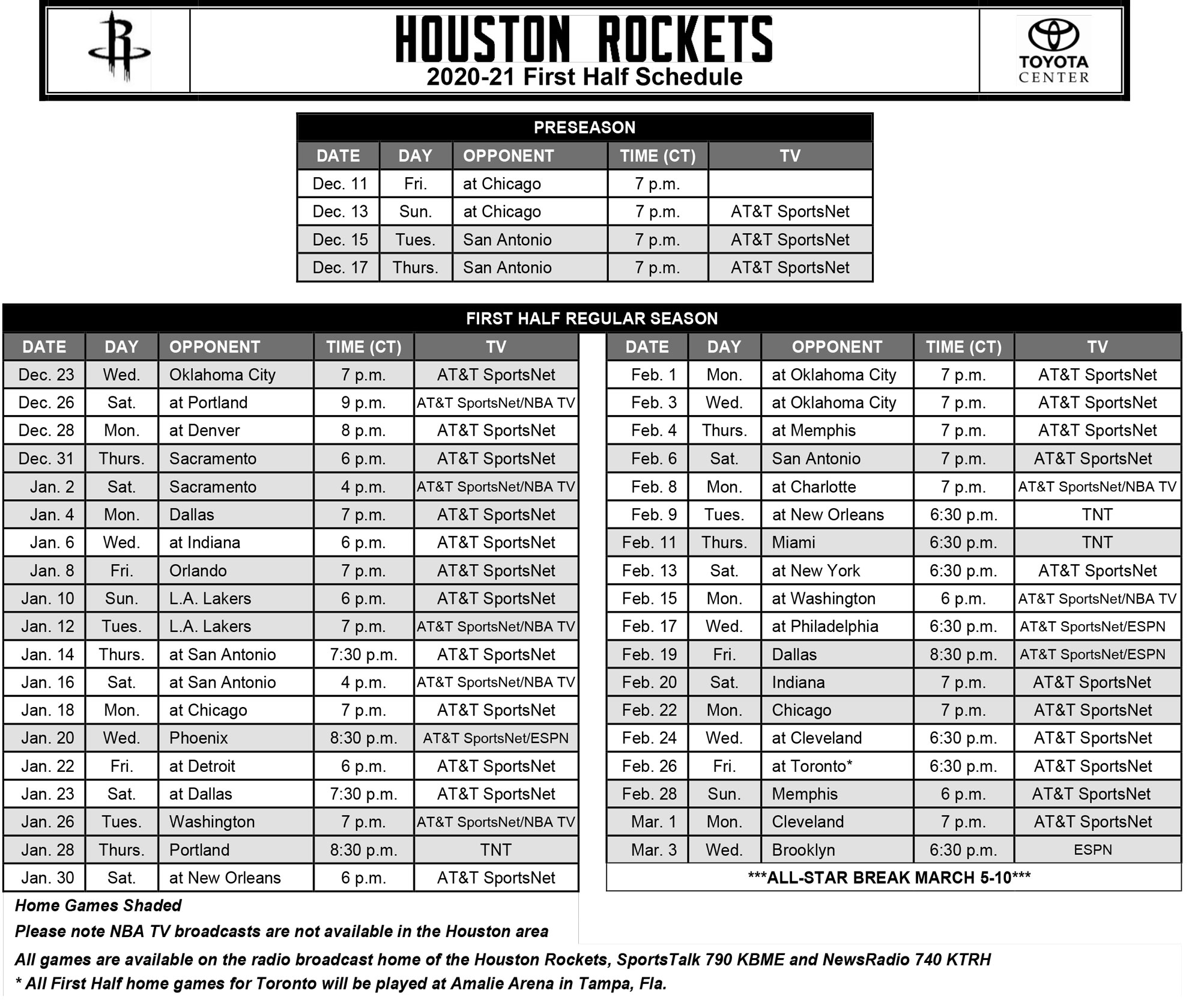 The houston rockets schedule discount