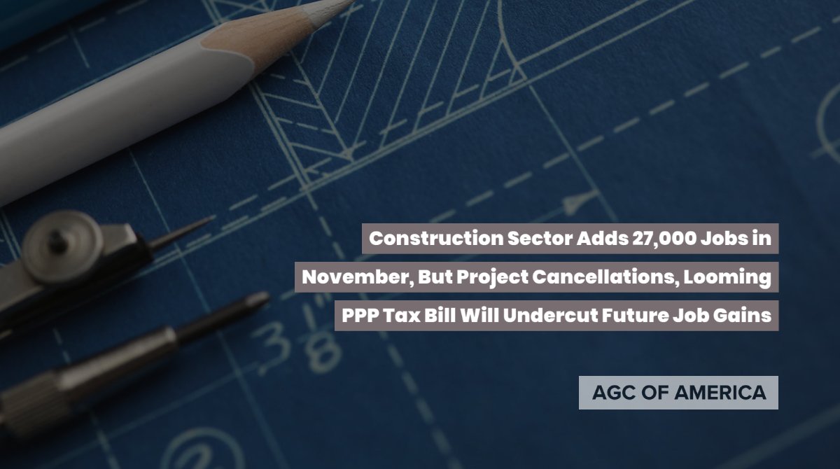 Industry unemployment hits HIGHEST November level since 2012 as sluggish non-residential #building and #infrastructure #construction lags, while residential employment nears pre-pandemic peak. Read more: agc.org/news/2020/12/0…